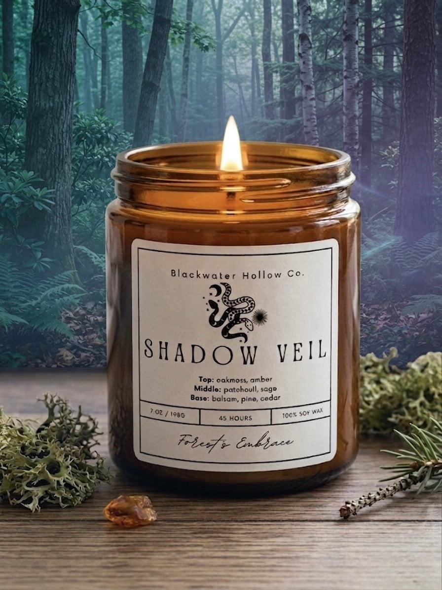 Shadow Veil Soy Candle | Oakmoss, Amber & Patchouli