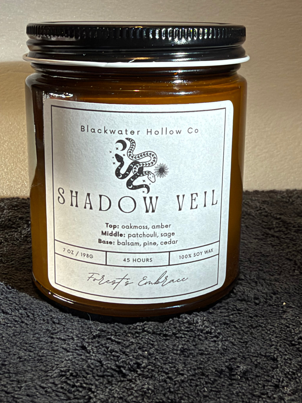 Shadow Veil Soy Candle | Oakmoss, Amber & Patchouli